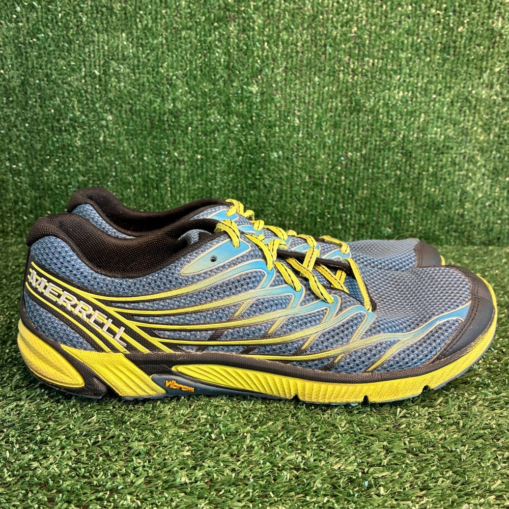 Merrell Bare Access 4 Vibram Trail Road Running Athletic Shoe Blue Yellow Mens 9